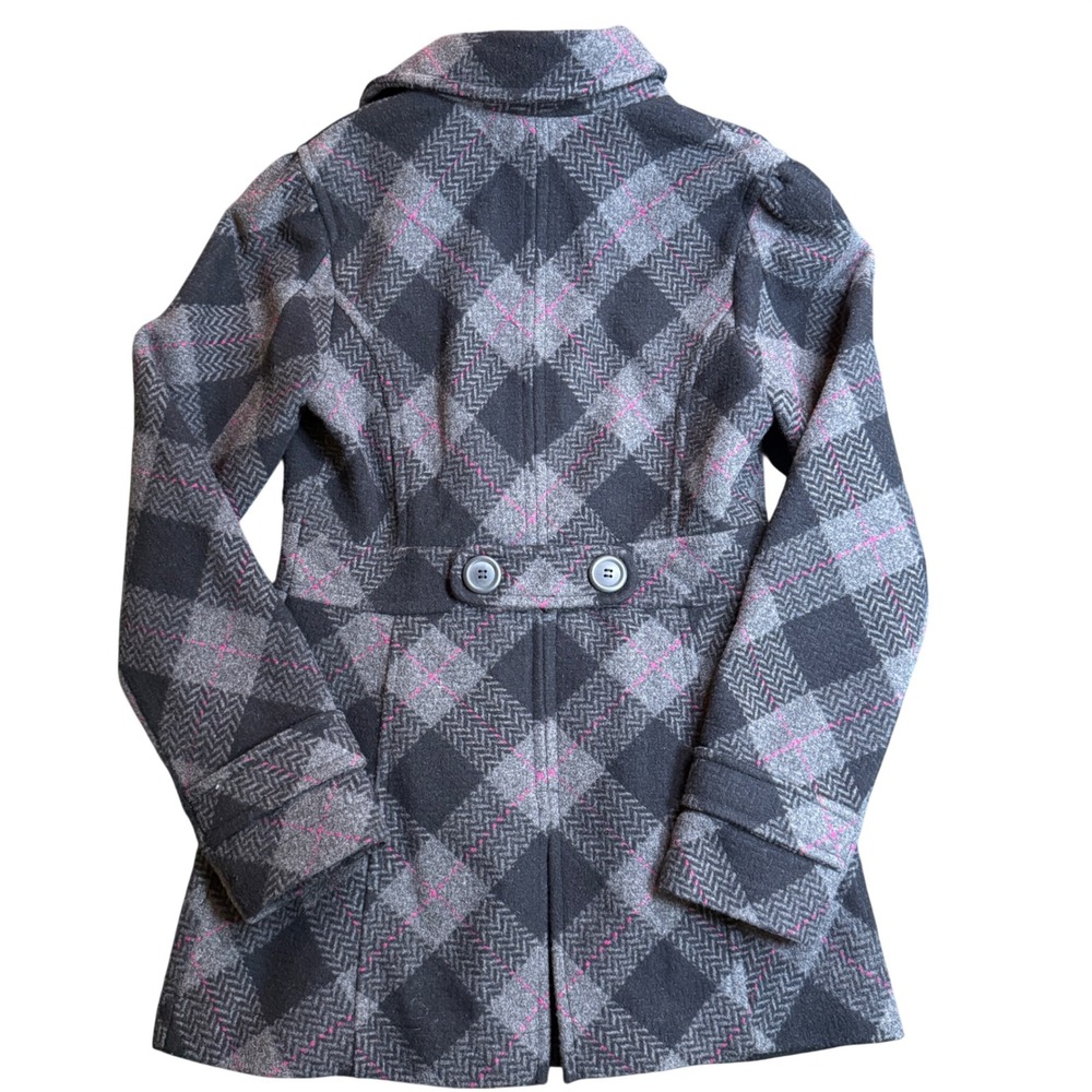 Aeropostale Plaid Wool Blend Coat Jacket Pink Grey Womens Medium M - Picture 3 of 8